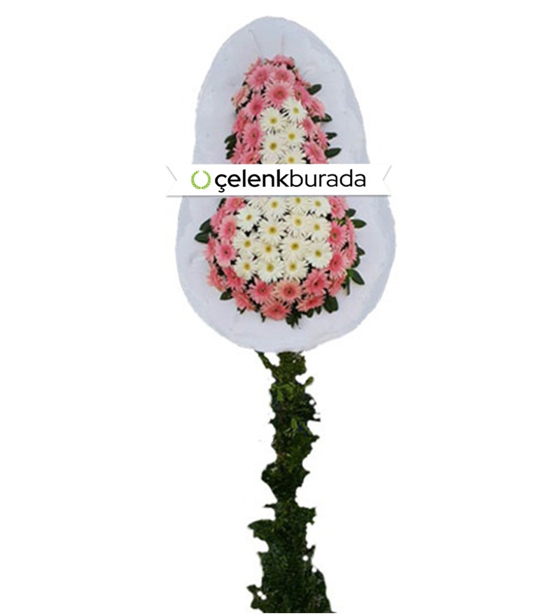 Pembe ve Beyaz Gerberalardan Çelenk
