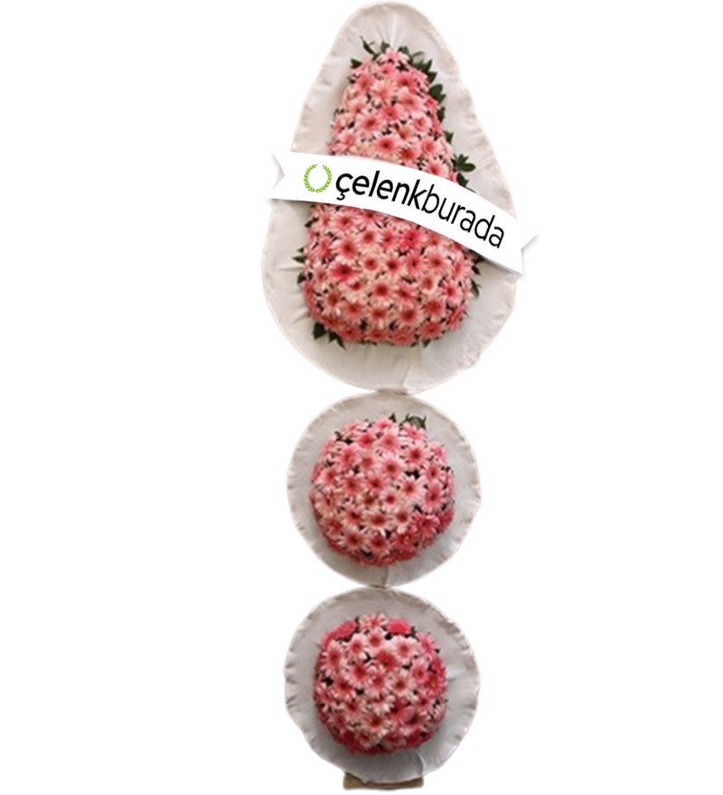 3 Göbekli Pembe Ayaklı Çelenk