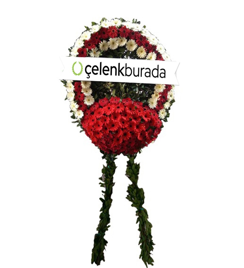 Kırmızı Beyaz Gerbera Cenaze Çelengi