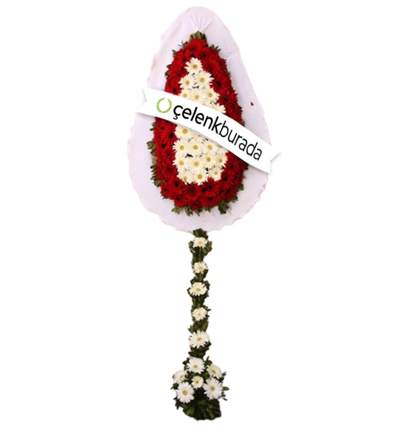 Kırmızı Beyaz Gerbera Lüks Çelenk