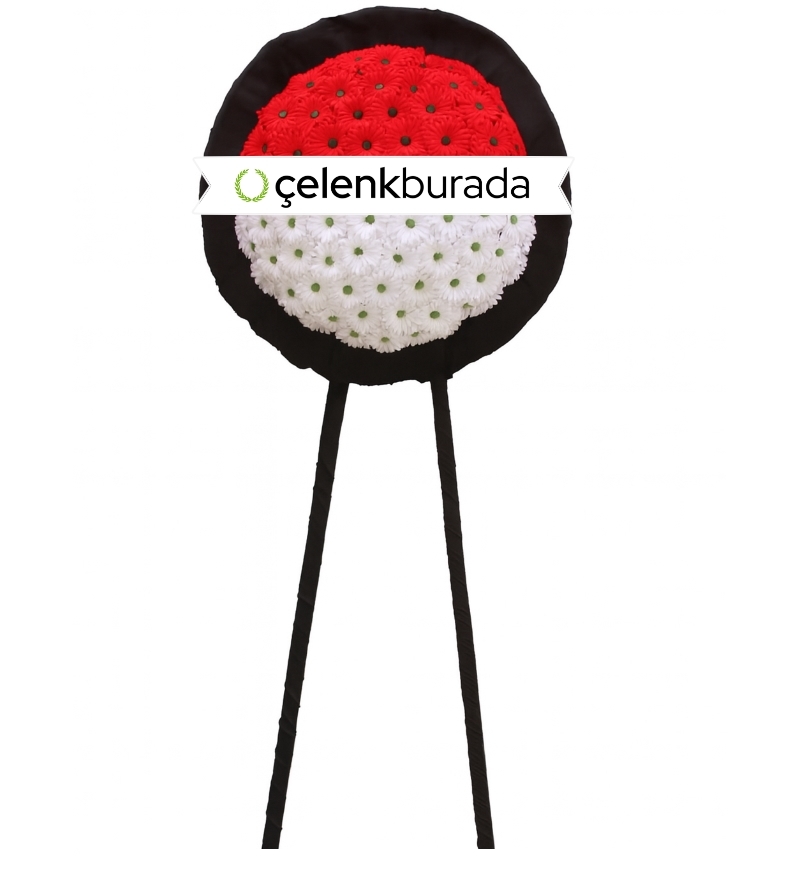 Kırmızı Beyaz Gerbera Cenaze Çelengi
