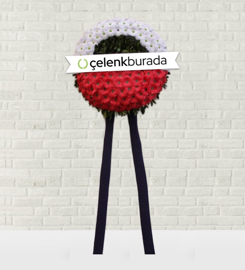 Kırmızı Beyaz Gerbera Cenaze Çelengi