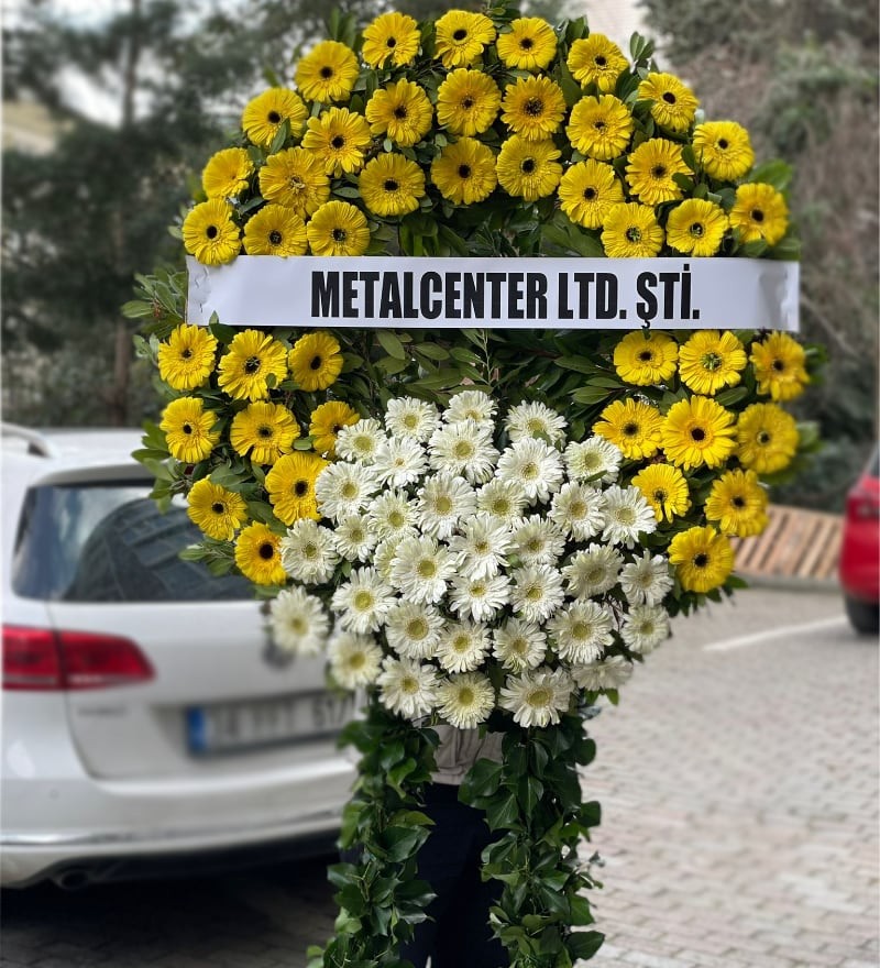 Turuncu Beyaz Cenaze Çelengi