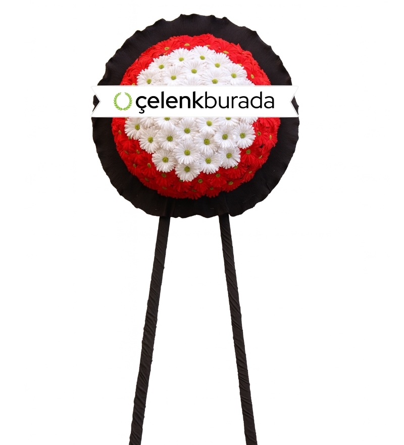 Kırmızı Beyaz Gerbera Cenaze Çelengi