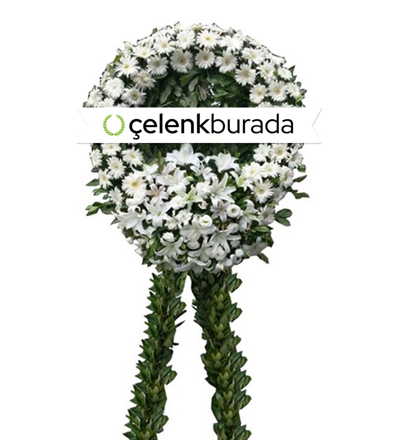 Beyaz Lilyumlu Cenaze Çelengi