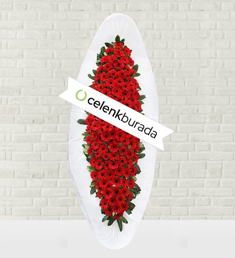 Kırmızı Gerberalarla Gösterişli Çelenk