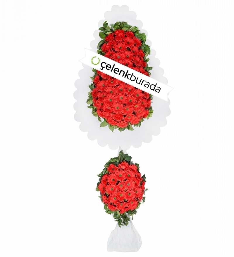 Çift Katlı Kırmızı Gerbera Çelenk