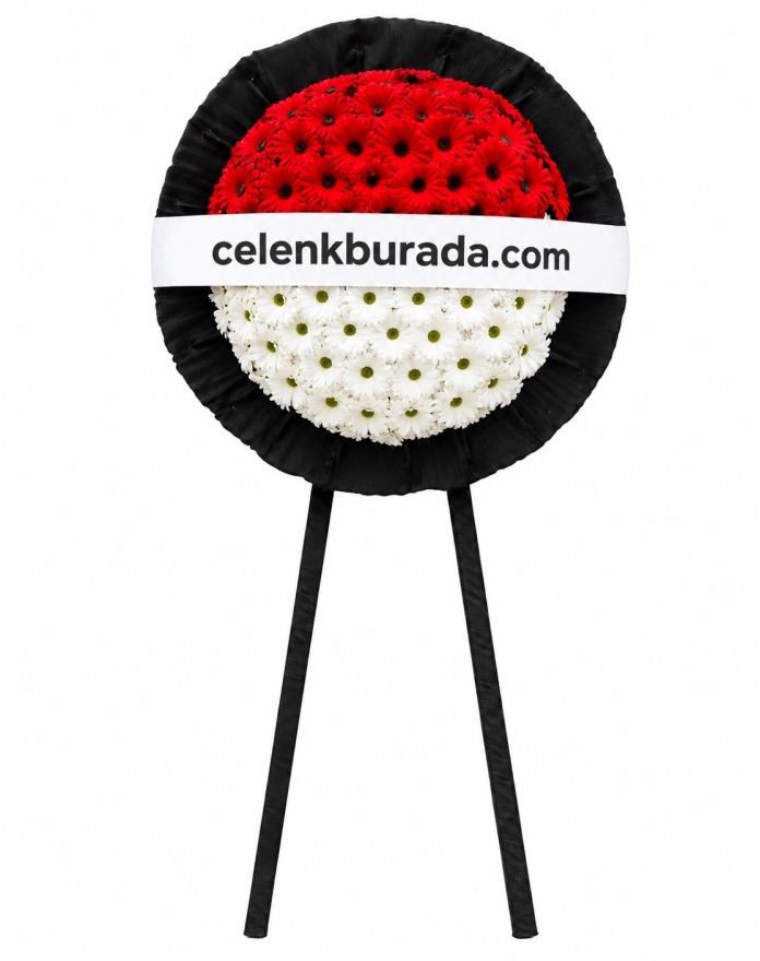 Kırmızı Beyaz Gerbera Cenaze Çelengi