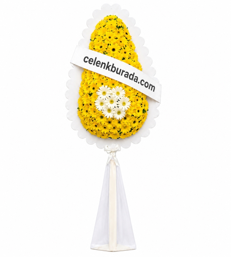 Sarı Beyaz Gerbera Çelenk
