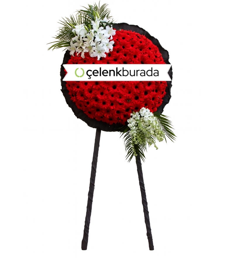 Lilyumlu Kırmızı Cenaze Çelengi