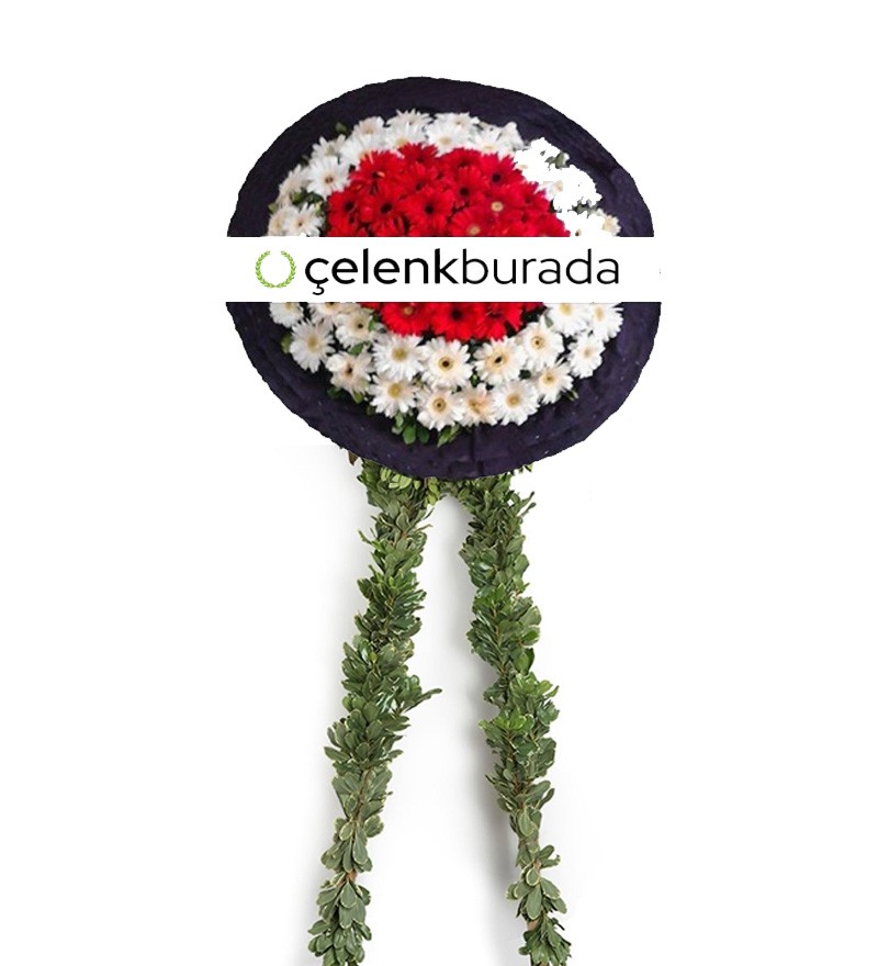 Kırmızı Beyaz Gerbera Cenaze Çelengi